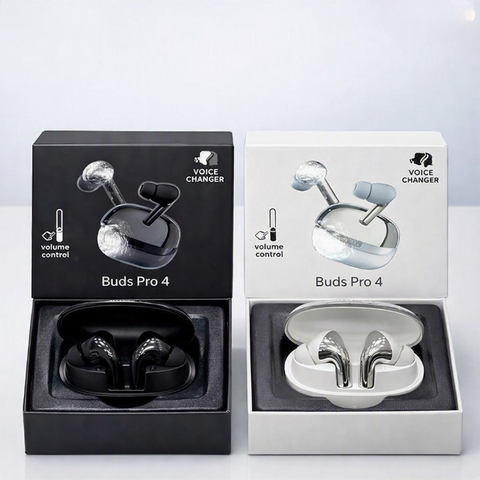 Buds Pro 4 Wireless Bluetooth Earbuds with Volume Control & Voice Changer – Random Color