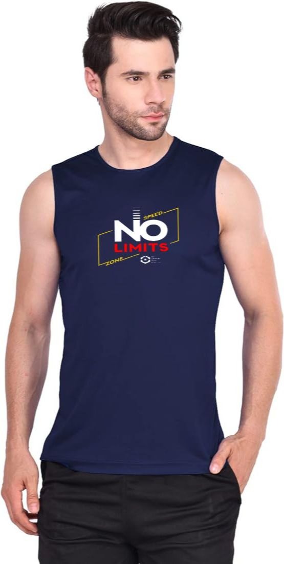 Men's Gym Tank Top Cotton Sando No limits Blue