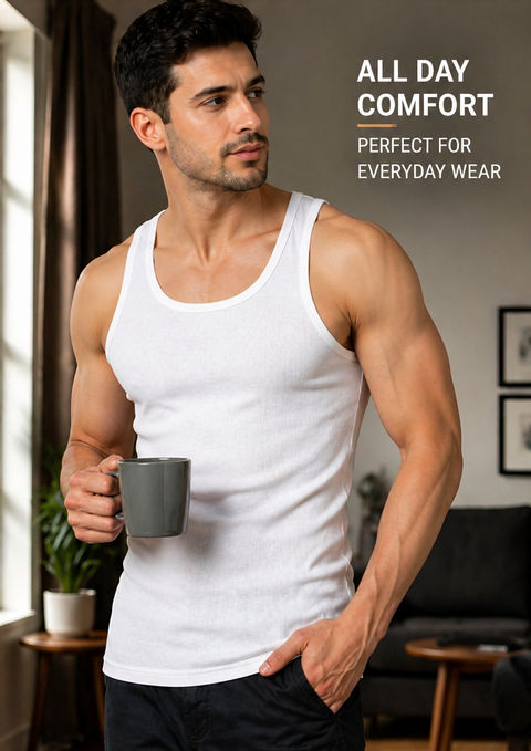 Black White Red Ribbed Vest Tanktop