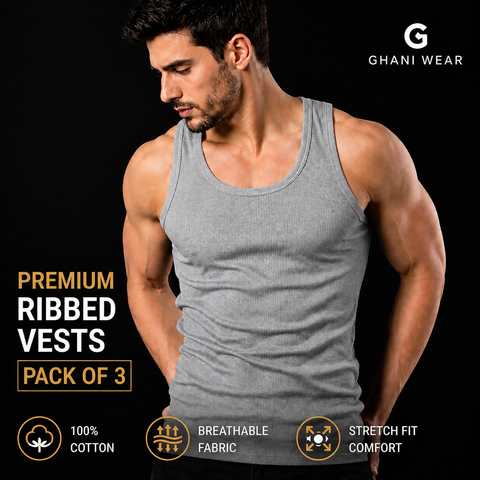 Organic 100% 220 GSM Cotton Comfort Ribbed Tank Top / Vest
