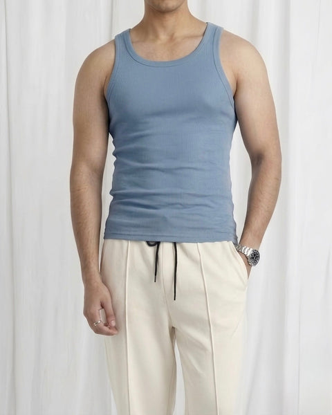 RIBBED TANK TOP | SKY BLUE