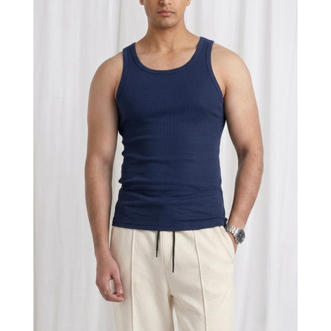 RIBBED TANK TOP | NAVY BLUE