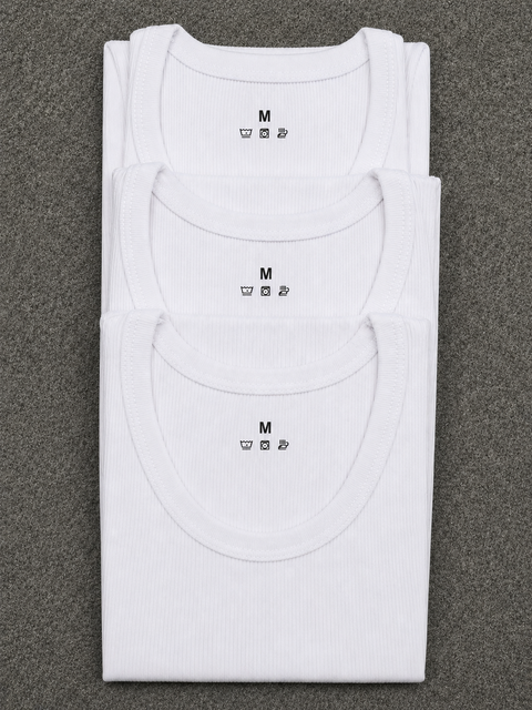 Ribbed Vest Pack Of 3 White