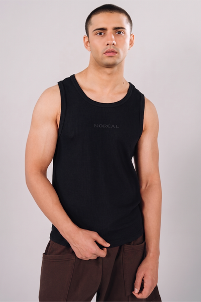 Black White Red Ribbed Vest Tanktop