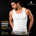 Ribbed Vest Pack Of 3 White