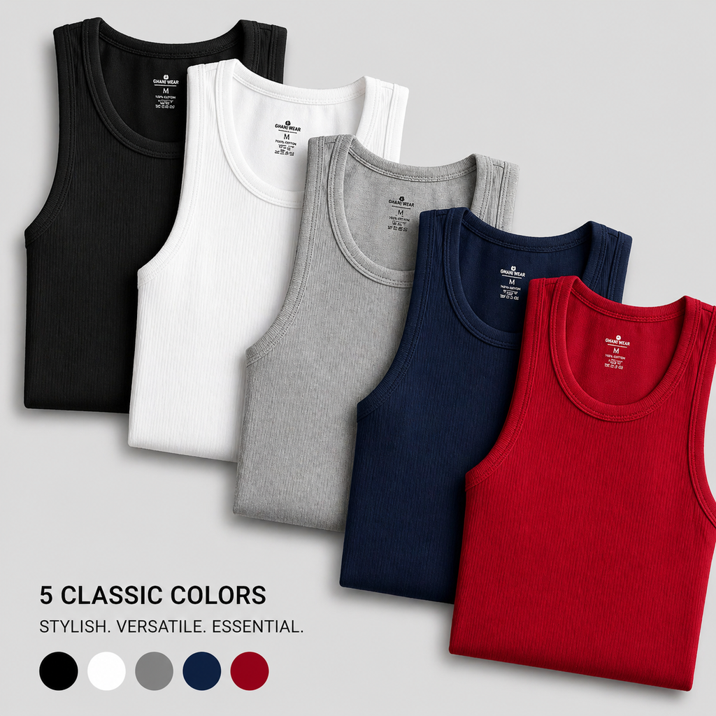 Pack of 3 Multi color Ribbed vest