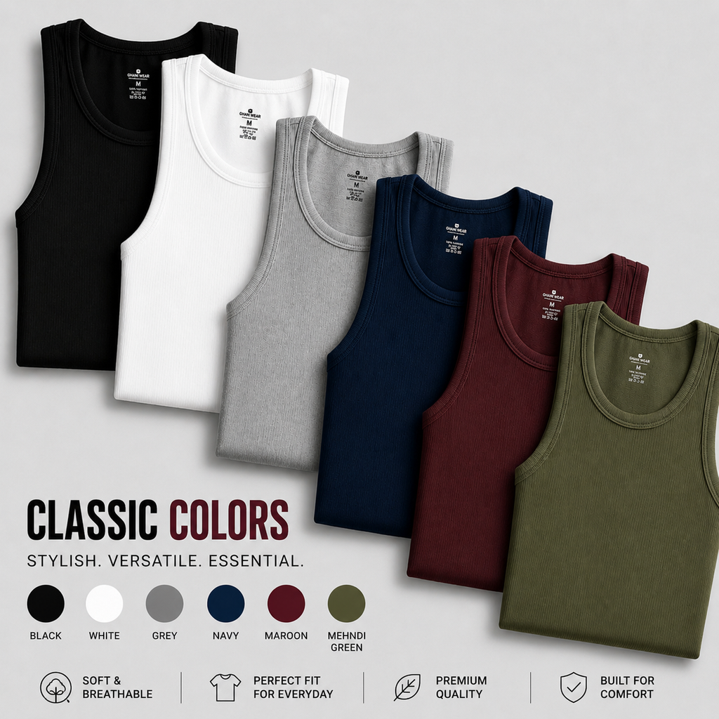 Cotton ribbed vests Pack of 5