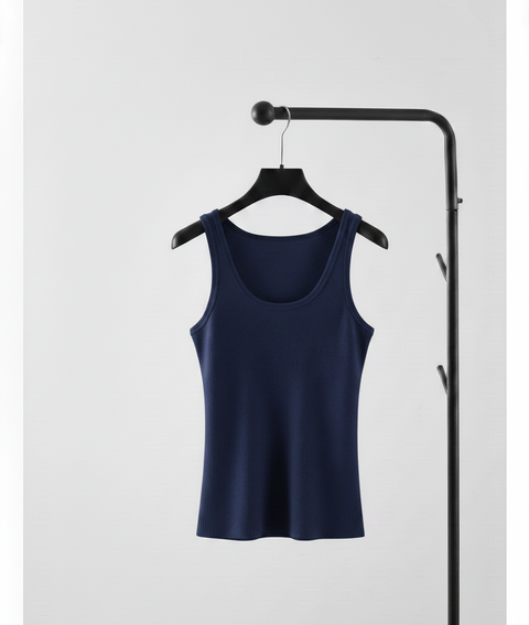 RIBBED TANK TOP | NAVY BLUE