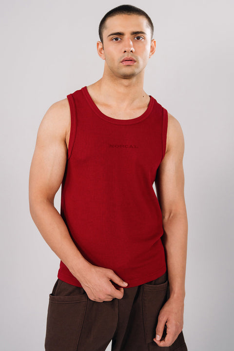 Black White Red Ribbed Vest Tanktop