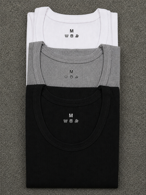 Pack Of 3 ( 1 Black , 1 white,1 Grey)Ribbed Vest